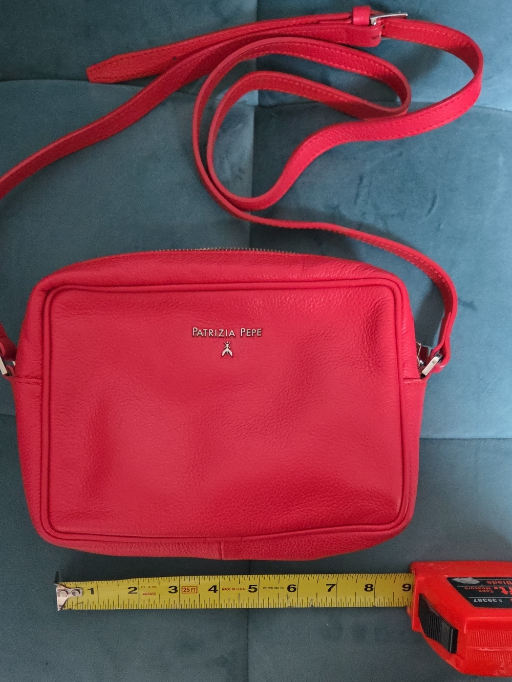 Patrizia Pepe Red Crossbody Bag Sleek Leather Shoulder Purse Made in Italy